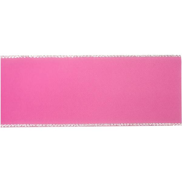 Makr Ribbon, Silver Edge Hot Pink Satin- 38mmx3.6m