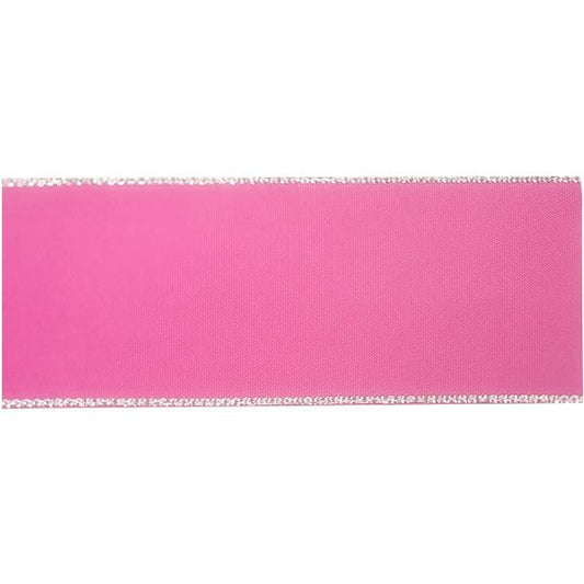 Makr Ribbon, Silver Edge Hot Pink Satin- 38mmx3.6m