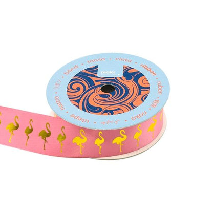 Makr Ribbon, Gold Flamingo Pink- 25mmx4.5m