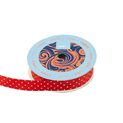 Makr Ribbon, Small Dots Red Satin- 16mmx4.5m