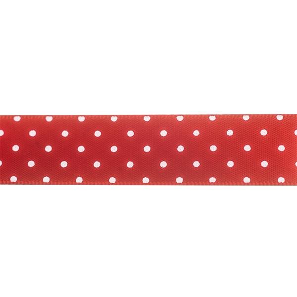 Makr Ribbon, Small Dots Red Satin- 16mmx4.5m