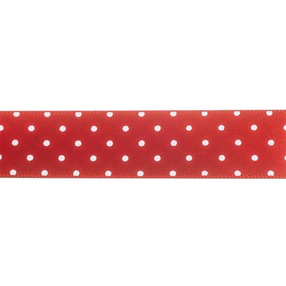 Makr Ribbon, Small Dots Red Satin- 16mmx4.5m