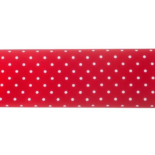 Makr Ribbon, Small Dots Red Satin- 38mmx3.6m