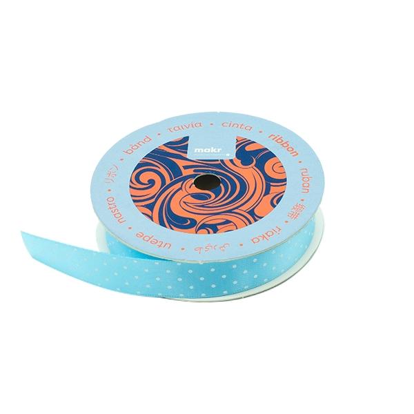 Makr Ribbon, Small Dots Blue Satin- 16mmx4.5m