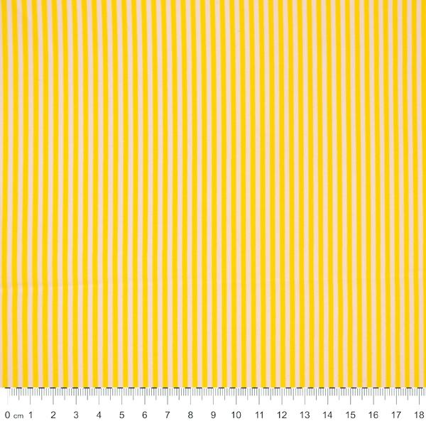 Spots & Stripes Cotton Fabric, Mid Stripe White & Lemon- Width 112cm