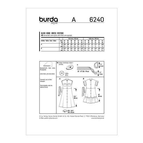 Burda Pattern X06240 Misses' Dresses (8-18)