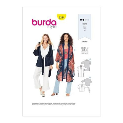 Burda Pattern X06244 Misses' Kimono-Style Coat Or Jacket (8-18)