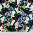 Stretch Cotton Sateen Fabric, Fern Floral Navy- Width 148cm