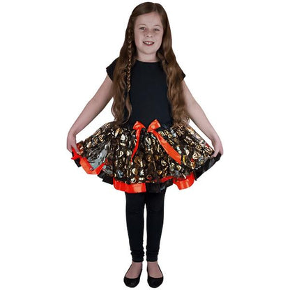 Halloween Tutu with Pumpkin Print, Orange Gold- 30cm