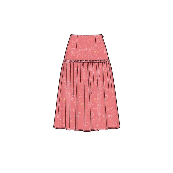 Yemens Woven Yoke Skirt Sizes 2T to 14 Kids PDF Pattern