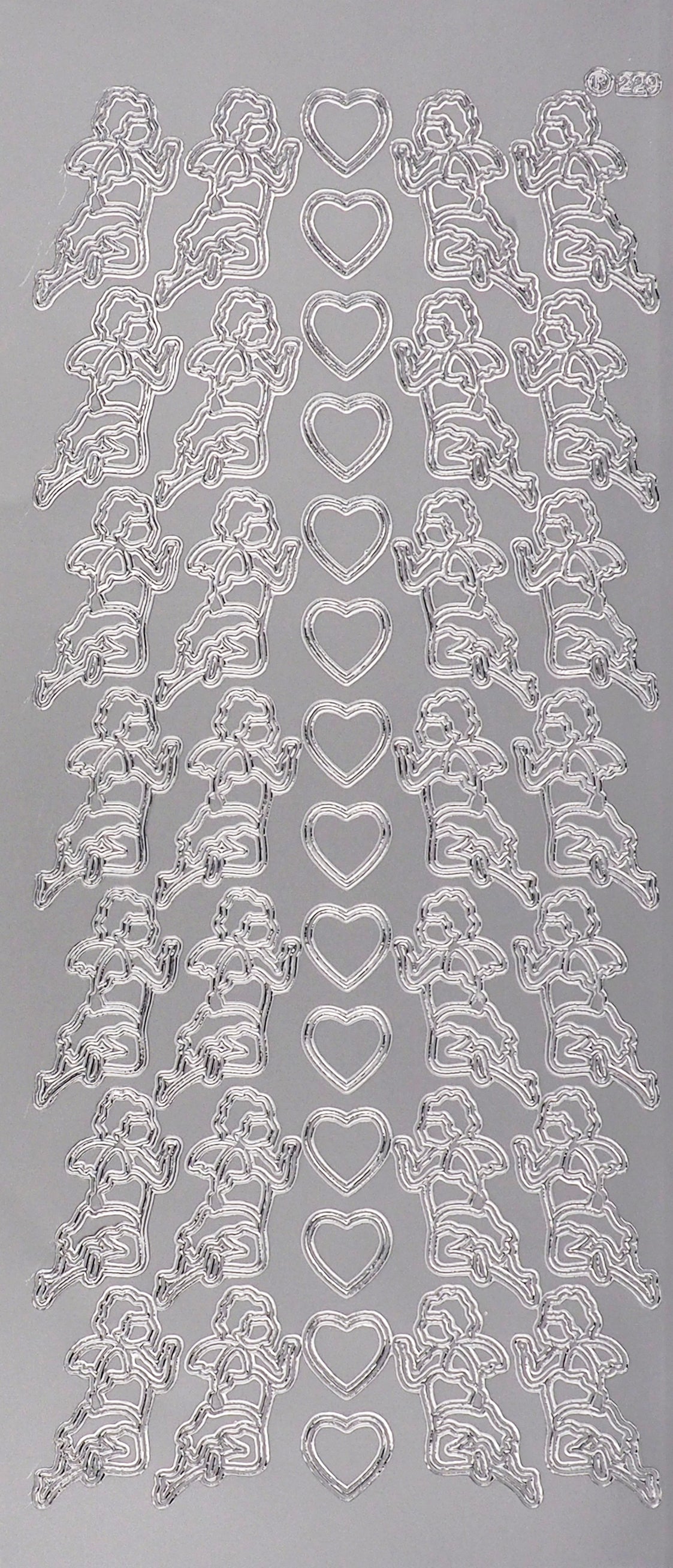 Arbee Foil Stickers Cupid/Heart, Silver