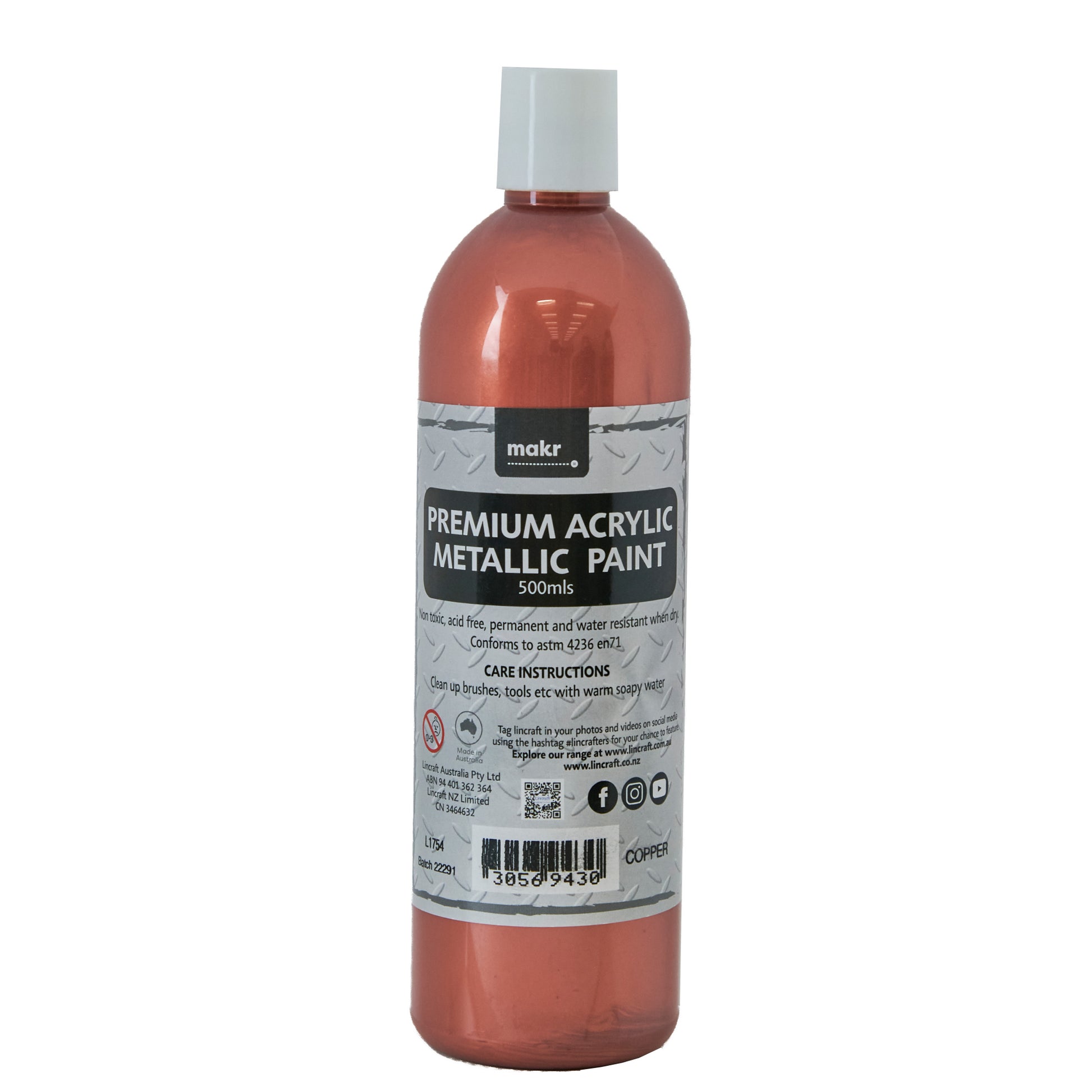 Makr Premium Metallic Acrylic Paint, Copper- 500ml