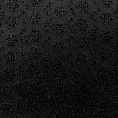 Broderie Anglaise Fabric, Black- 130cm