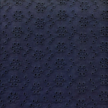 Broderie Anglaise Fabric, Navy- 130cm
