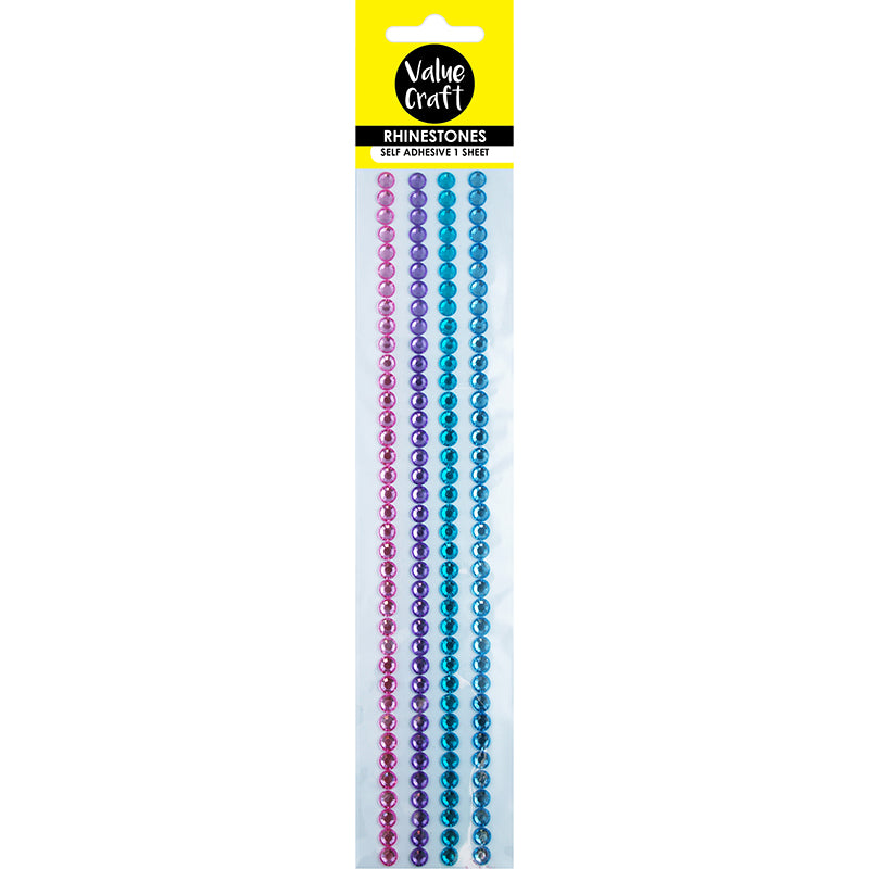 Value Craft Rhinestone Strips Sticker, Pastel- 8mm