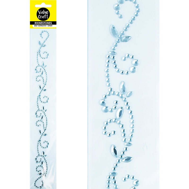 Value Craft Rhinestone Sticker, Flourish White