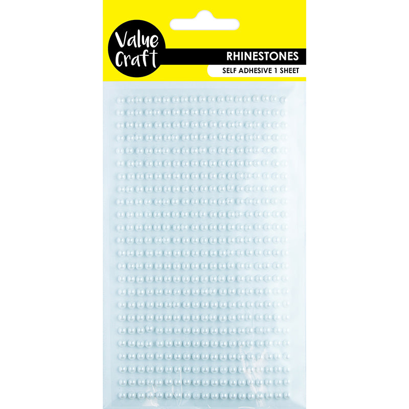 Value Craft Rhinestones Sticker, Pearls White- 3mm