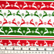 Christmas Cotton Print Fabric, White/Green Red Deer - Width 112cm