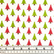Christmas Cotton Print Fabric, White/Green Red Tree - Width 112cm