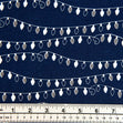 Christmas Cotton Print Fabric, Blue/Navy White Lights - Width 112cm