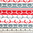 Christmas Cotton Print Fabric, White/Red Blue Reindeer- Width 112cm