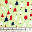 Christmas Cotton Print Fabric, Green/Mixed Trees- Width 112cm