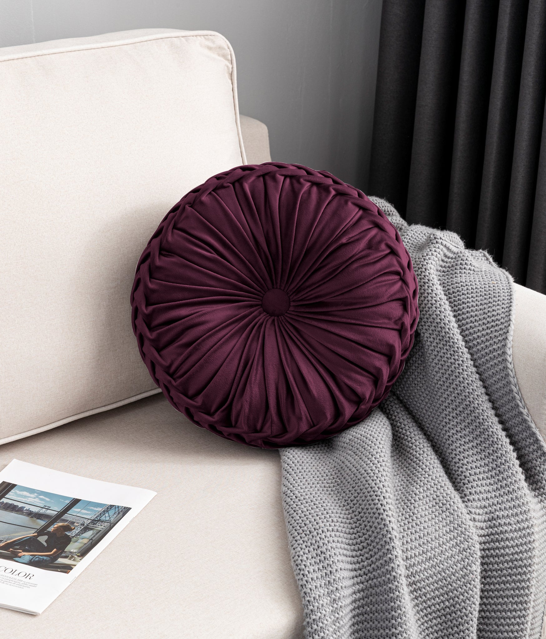 Aubergine 2024 velvet cushions