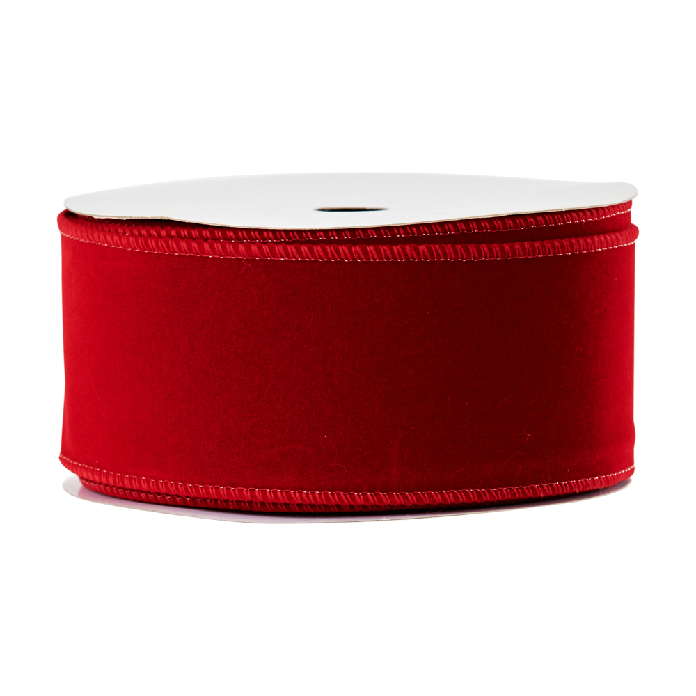 Bostrip Wired Velvet Ribbon, Red- 2.5"X20m