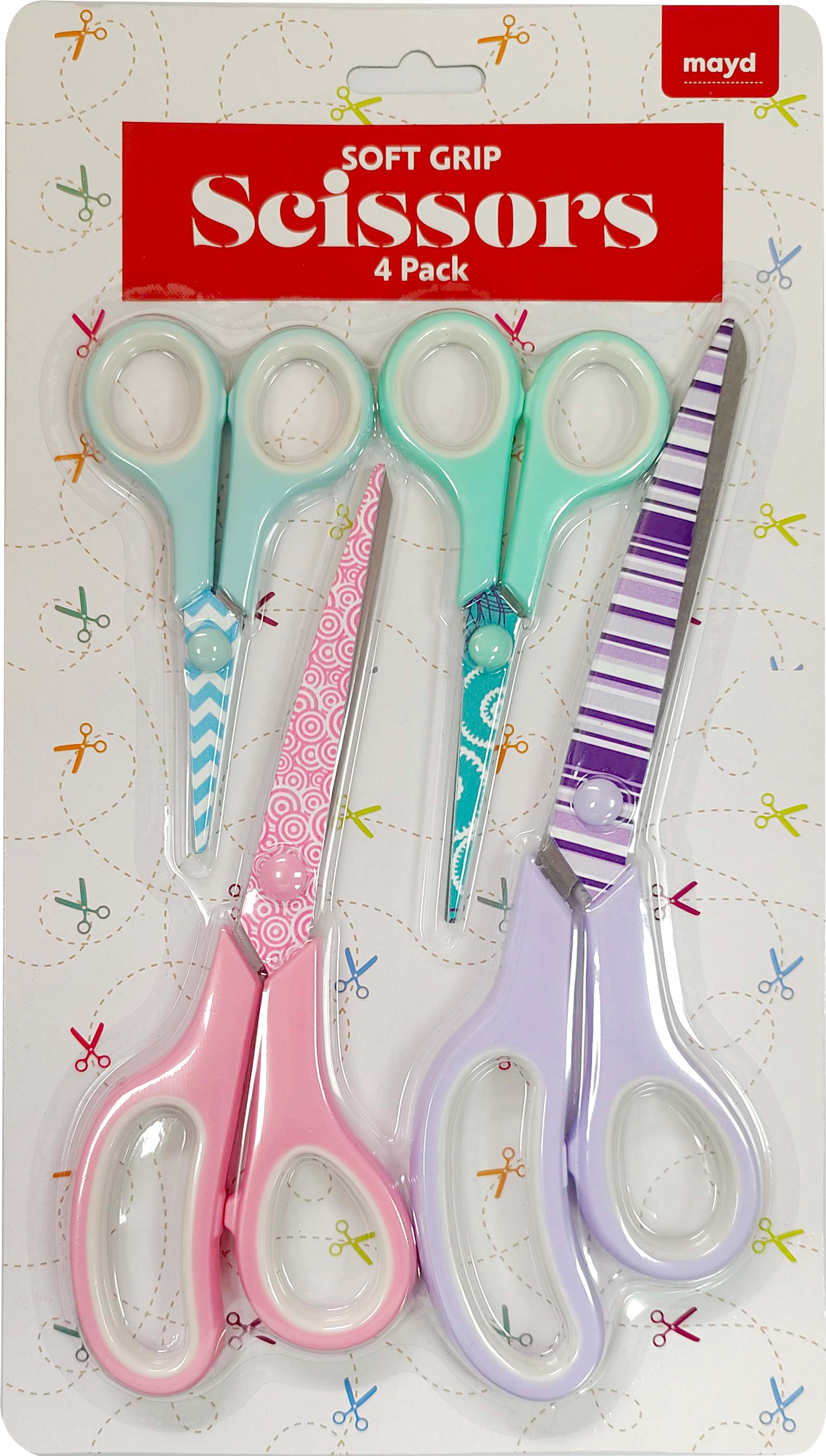 Mayd Soft Grip Scissors-4pk