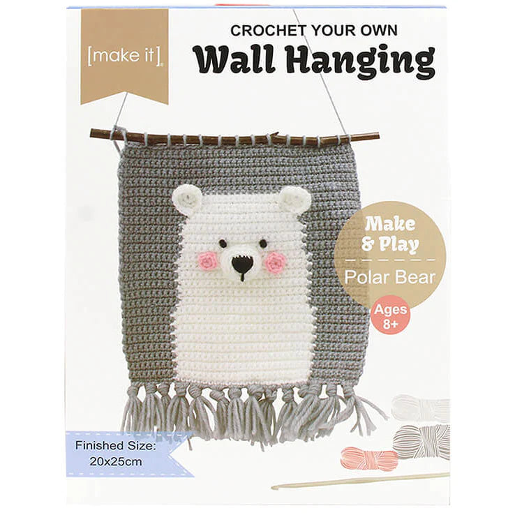 Make & Play 3D Wall Hangings Crochet Kit, Polar Bear 22x25cm