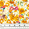 Printed Cotton Voile Fabric, Gold And Pink Flowers- Width 140cm