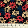 Printed Rayon Fabric, Coloured Flowers -Width 140cm