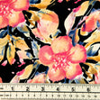 Printed Stretch Sateen Fabric, Pink Floral- Width 145cm