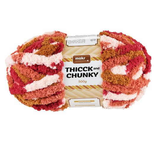 Makr Thicck & Chunky Crochet & Knitting Yarn, Dusk Orange Pink- 500g Polyester Yarn