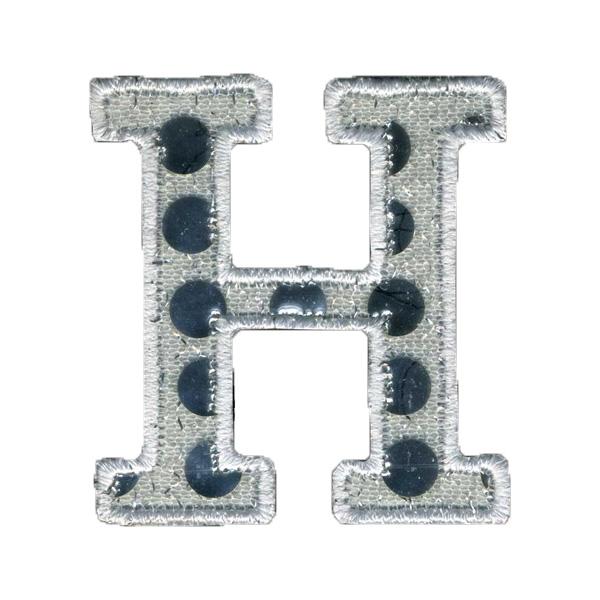 Sullivans Motif Iron On Sequin Letter H, White / Silver- 40 mm