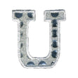 Sullivans Motif Iron On Sequin Letter U, White / Silver- 40 mm