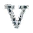 Sullivans Motif Iron On Sequin Letter V, White / Silver- 40 mm