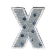 Sullivans Motif Iron On Sequin Letter X, White / Silver- 40 mm
