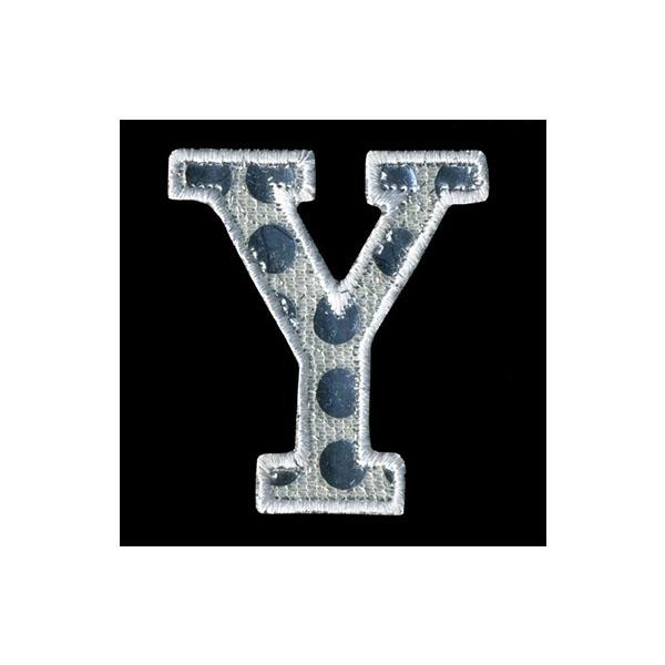 Sullivans Motif Iron On Letter Y, White / Silver- 40 mm