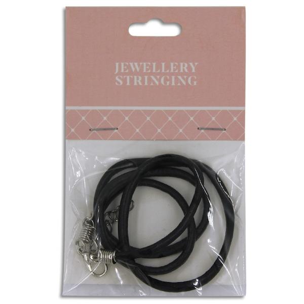 45cm Leather Necklace, Black- Sullivans