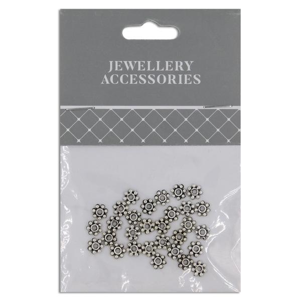 7mm Daisy Spacer, Silver- 20pc- Sullivans