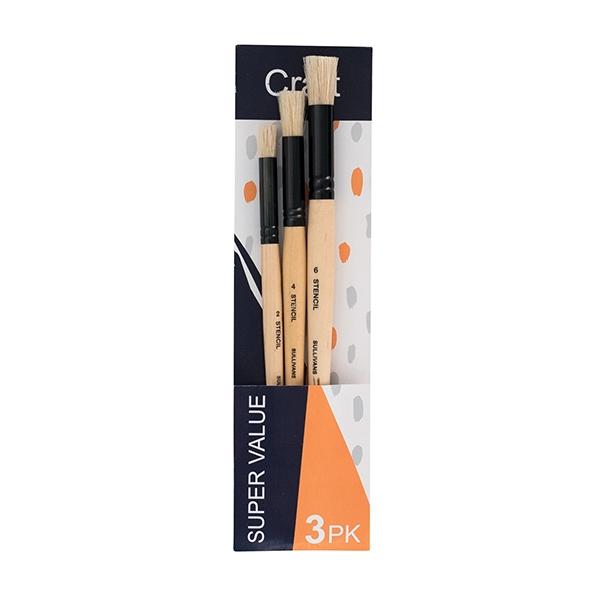 Sullivans Super Value Paintbrush, Stencil- 3pk