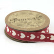 Bowtique Cotton Ribbon, Red White Heart- 15mm x 5m