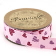 Bowtique Grosgrain Ribbon, Pink Hearts- 15mm x 5m