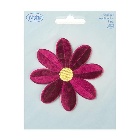 Simplicity Iron On Applique, Large Retro Flower Fuchsia