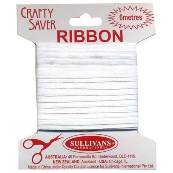 Crafty Saver Satin Ribbon, White- 6mm x 6m – Lincraft New Zealand