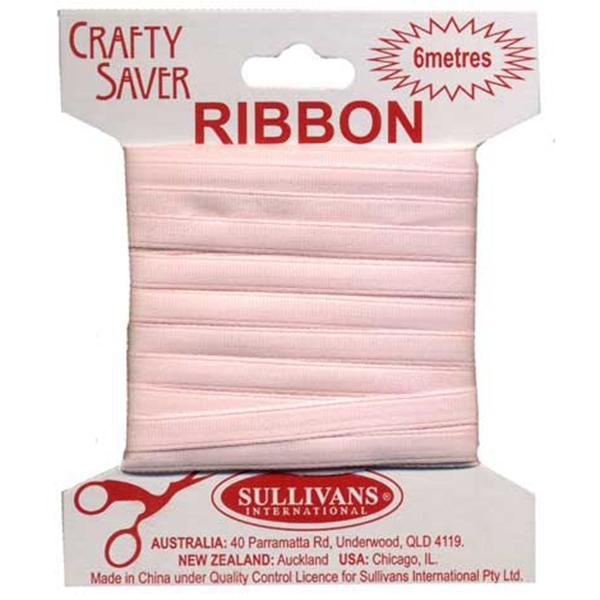 Crafty Saver Satin Ribbon, Pale Pink- 6mm x 6m