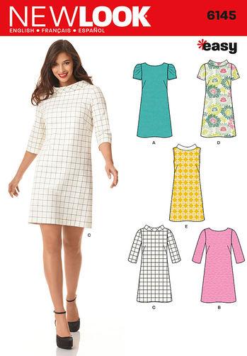 Butterick Easy Sewing Pattern B6317 Shift Dress Sleeveless & Short