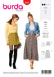 Burda Pattern 6252 Misses' Skirts, Front Fastening, Mini or Midi Length with Pocket Variations