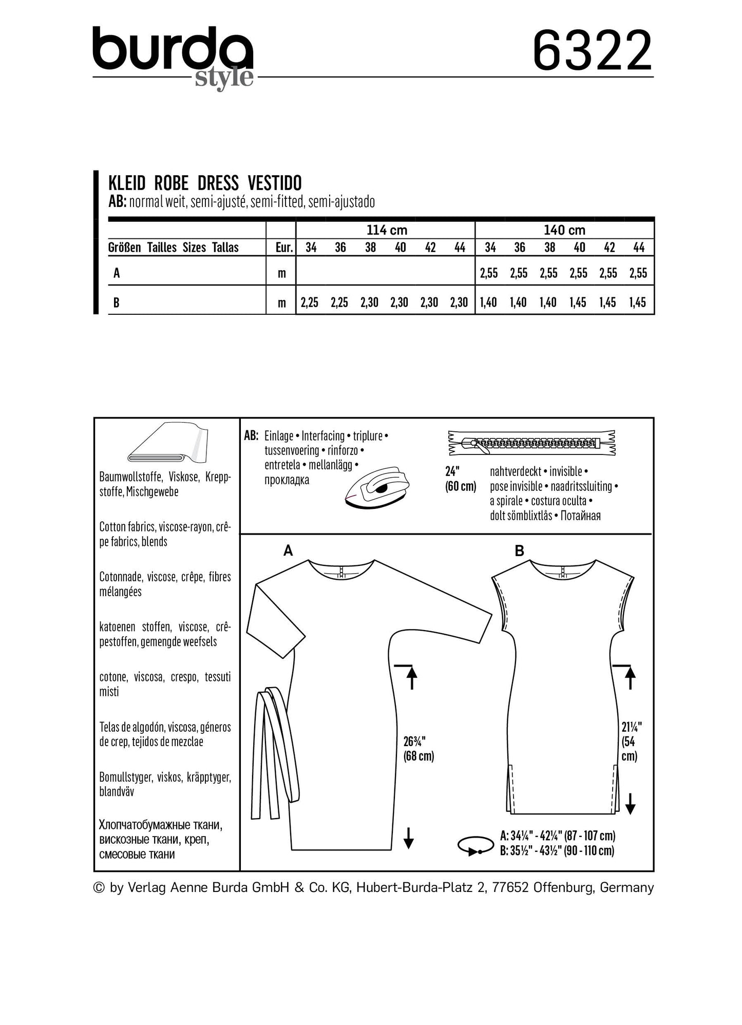 Burda Pattern 6322 Misses' dress